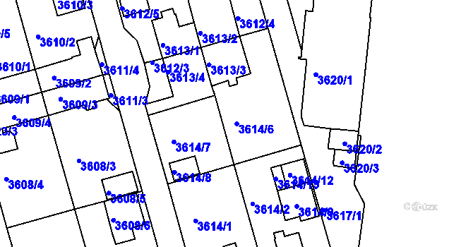 Parcela st. 3614/6 v KÚ Frýdek, Katastrální mapa