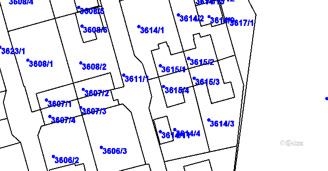 Parcela st. 3615/4 v KÚ Frýdek, Katastrální mapa