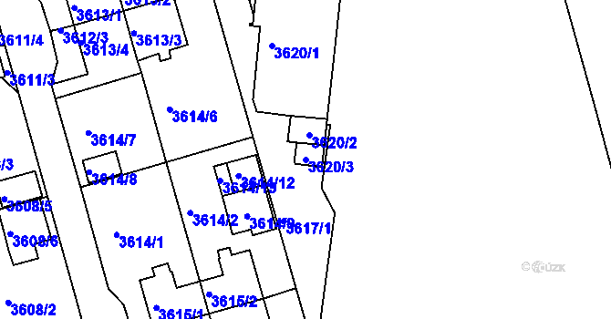 Parcela st. 3620/3 v KÚ Frýdek, Katastrální mapa