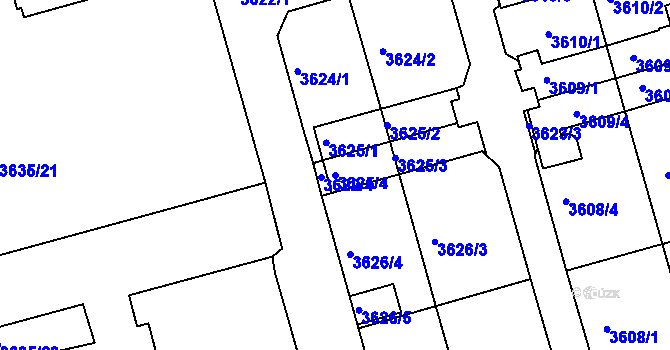 Parcela st. 3625/4 v KÚ Frýdek, Katastrální mapa