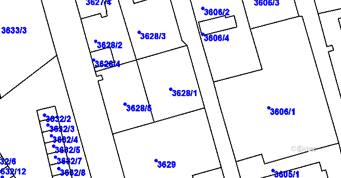 Parcela st. 3628/1 v KÚ Frýdek, Katastrální mapa