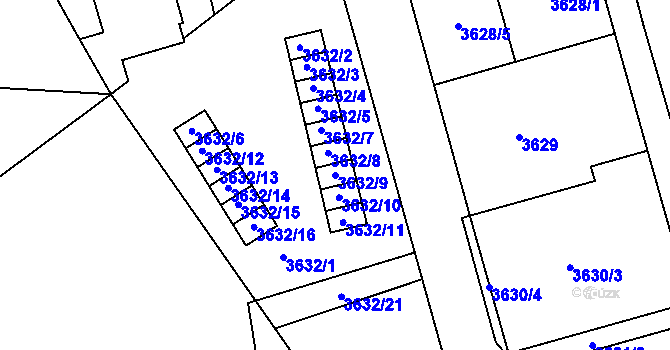 Parcela st. 3632/9 v KÚ Frýdek, Katastrální mapa