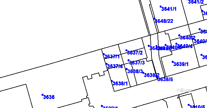 Parcela st. 3637/1 v KÚ Frýdek, Katastrální mapa