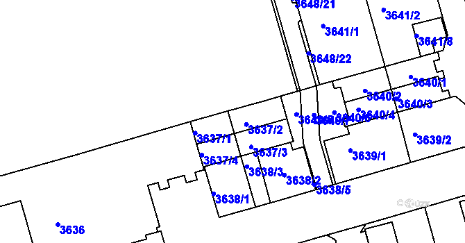 Parcela st. 3637/2 v KÚ Frýdek, Katastrální mapa