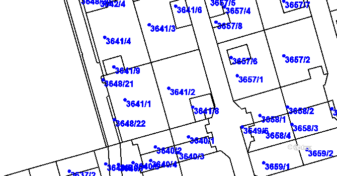 Parcela st. 3641/2 v KÚ Frýdek, Katastrální mapa