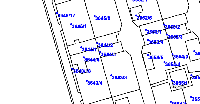 Parcela st. 3644/3 v KÚ Frýdek, Katastrální mapa