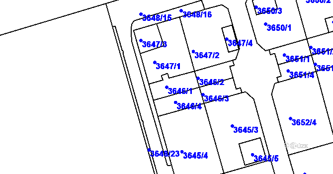 Parcela st. 3646/1 v KÚ Frýdek, Katastrální mapa