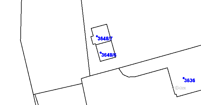 Parcela st. 3648/6 v KÚ Frýdek, Katastrální mapa