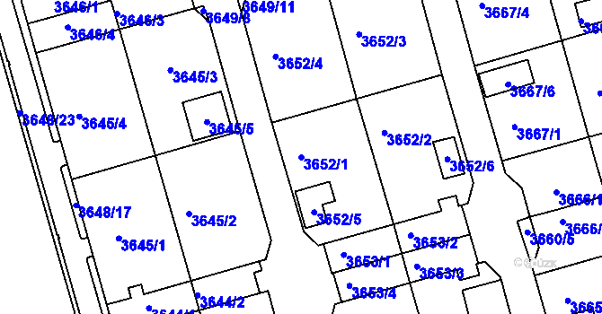 Parcela st. 3652/1 v KÚ Frýdek, Katastrální mapa