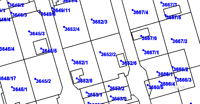 Parcela st. 3652/2 v KÚ Frýdek, Katastrální mapa