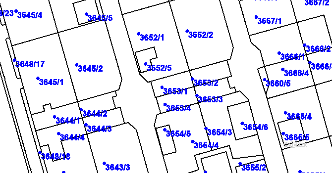 Parcela st. 3653/1 v KÚ Frýdek, Katastrální mapa