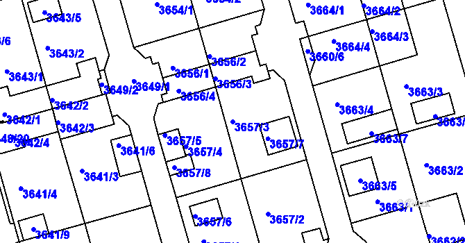 Parcela st. 3657/3 v KÚ Frýdek, Katastrální mapa