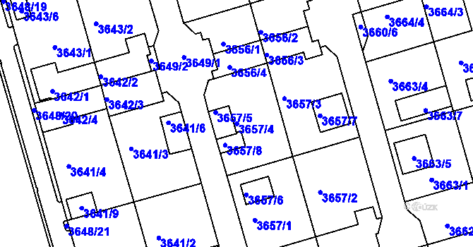 Parcela st. 3657/4 v KÚ Frýdek, Katastrální mapa