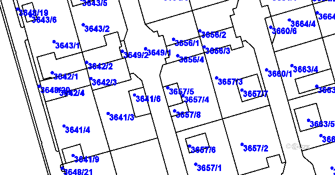 Parcela st. 3657/5 v KÚ Frýdek, Katastrální mapa