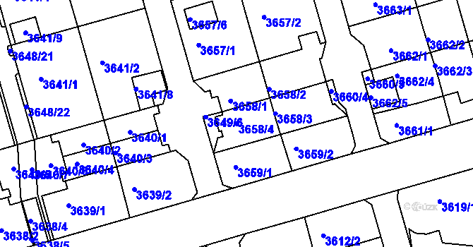 Parcela st. 3658/4 v KÚ Frýdek, Katastrální mapa