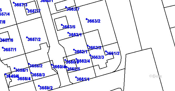 Parcela st. 3662/2 v KÚ Frýdek, Katastrální mapa