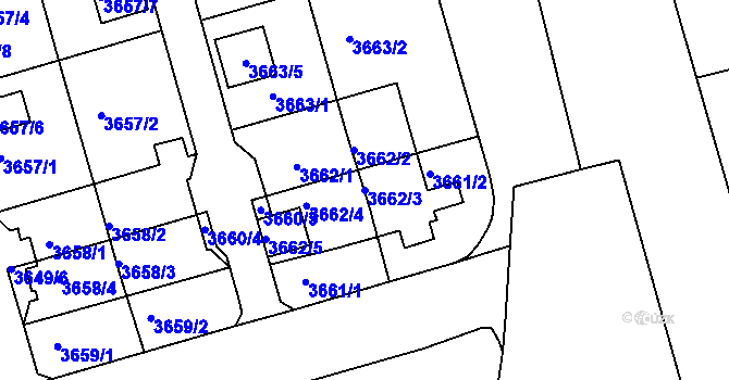 Parcela st. 3662/3 v KÚ Frýdek, Katastrální mapa