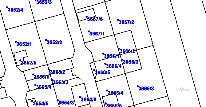 Parcela st. 3666/1 v KÚ Frýdek, Katastrální mapa