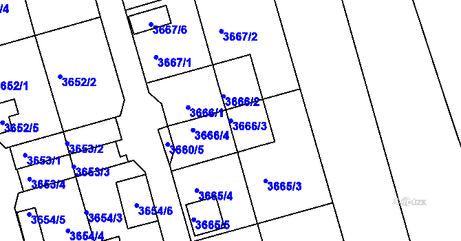 Parcela st. 3666/3 v KÚ Frýdek, Katastrální mapa