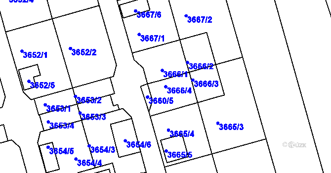 Parcela st. 3666/4 v KÚ Frýdek, Katastrální mapa