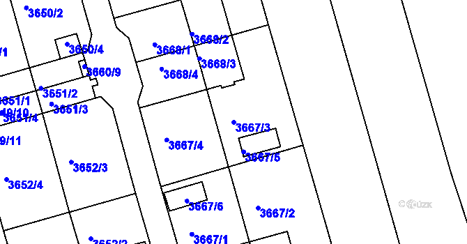 Parcela st. 3667/3 v KÚ Frýdek, Katastrální mapa