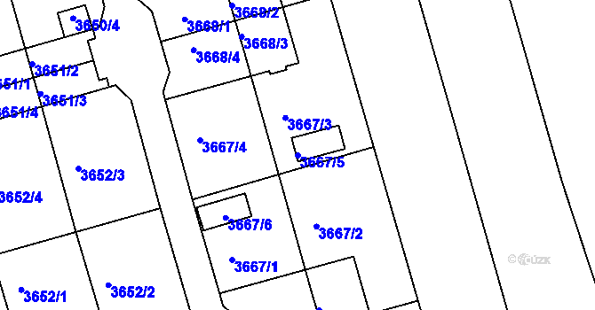 Parcela st. 3667/5 v KÚ Frýdek, Katastrální mapa