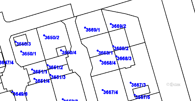Parcela st. 3668/1 v KÚ Frýdek, Katastrální mapa