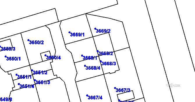 Parcela st. 3668/2 v KÚ Frýdek, Katastrální mapa
