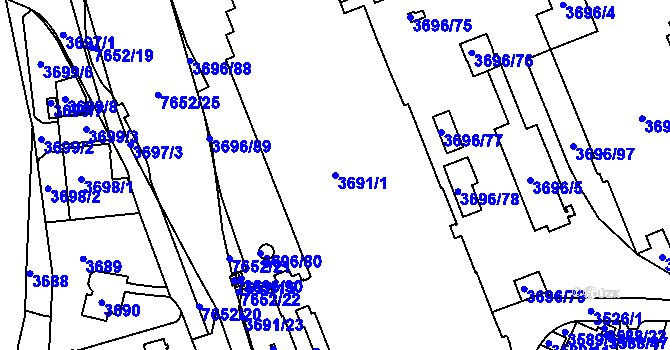 Parcela st. 3691/1 v KÚ Frýdek, Katastrální mapa