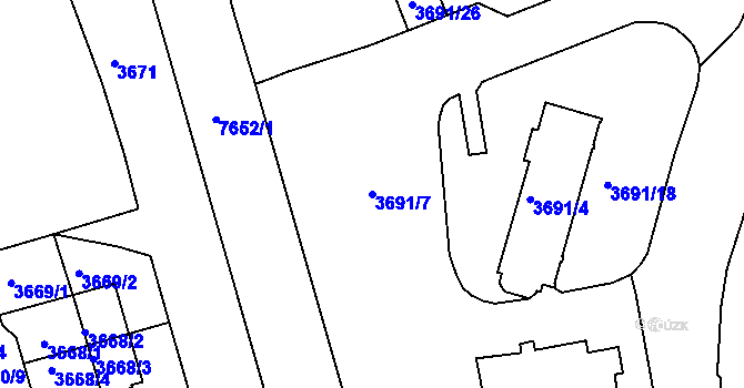Parcela st. 3691/7 v KÚ Frýdek, Katastrální mapa