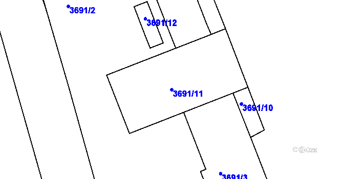 Parcela st. 3691/11 v KÚ Frýdek, Katastrální mapa