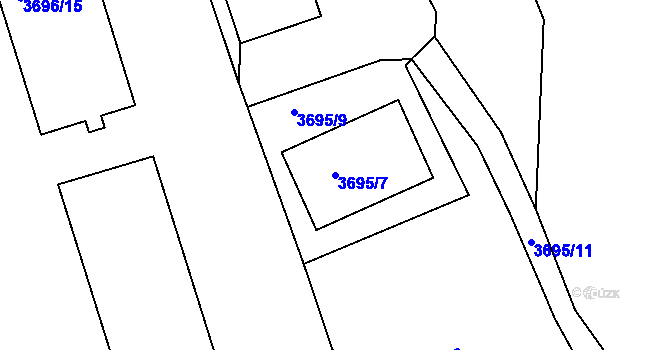 Parcela st. 3695/7 v KÚ Frýdek, Katastrální mapa