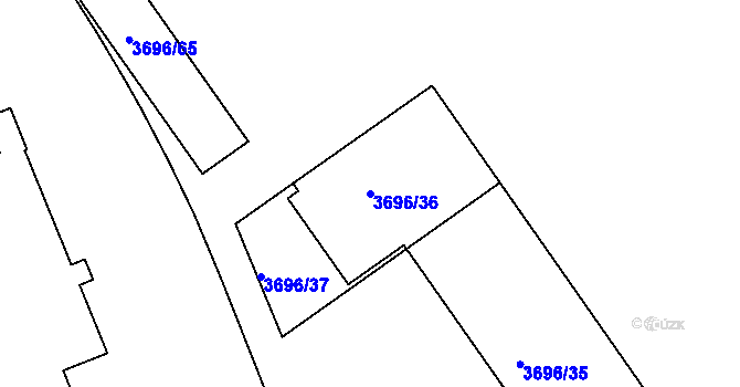 Parcela st. 3696/36 v KÚ Frýdek, Katastrální mapa