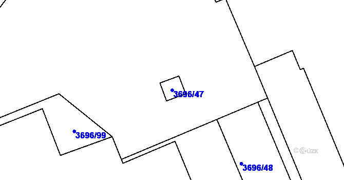 Parcela st. 3696/47 v KÚ Frýdek, Katastrální mapa
