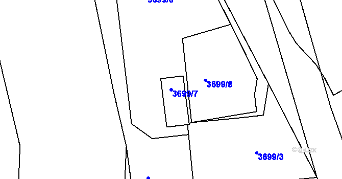 Parcela st. 3699/7 v KÚ Frýdek, Katastrální mapa