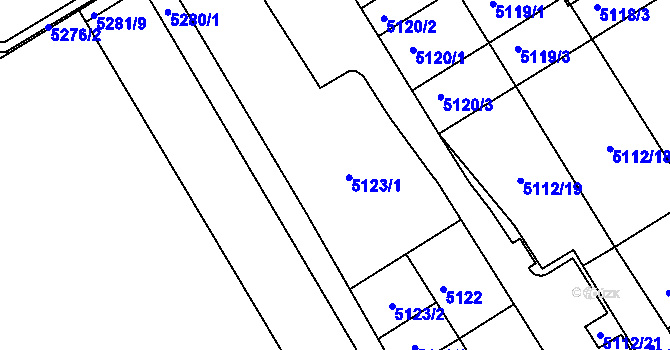 Parcela st. 5123 v KÚ Frýdek, Katastrální mapa