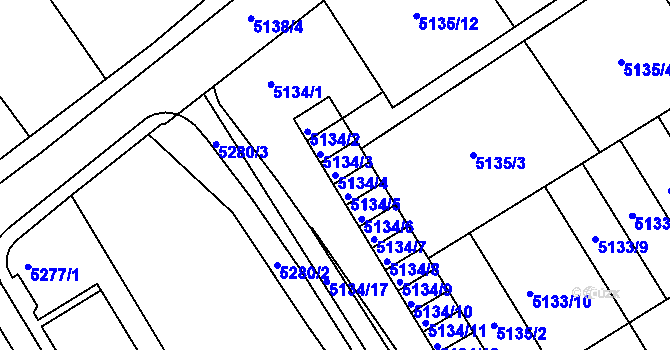 Parcela st. 5134/4 v KÚ Frýdek, Katastrální mapa