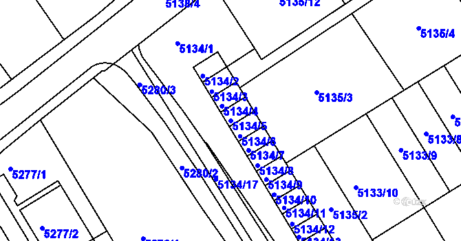 Parcela st. 5134/5 v KÚ Frýdek, Katastrální mapa