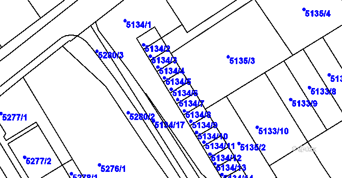 Parcela st. 5134/6 v KÚ Frýdek, Katastrální mapa