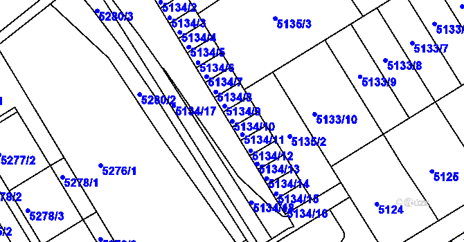 Parcela st. 5134/10 v KÚ Frýdek, Katastrální mapa