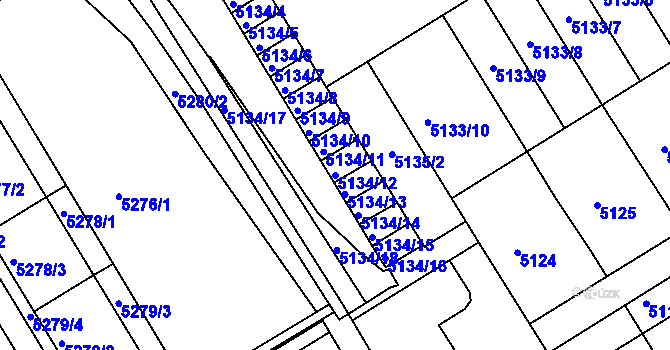 Parcela st. 5134/12 v KÚ Frýdek, Katastrální mapa