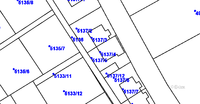 Parcela st. 5137/4 v KÚ Frýdek, Katastrální mapa