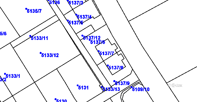 Parcela st. 5137/7 v KÚ Frýdek, Katastrální mapa