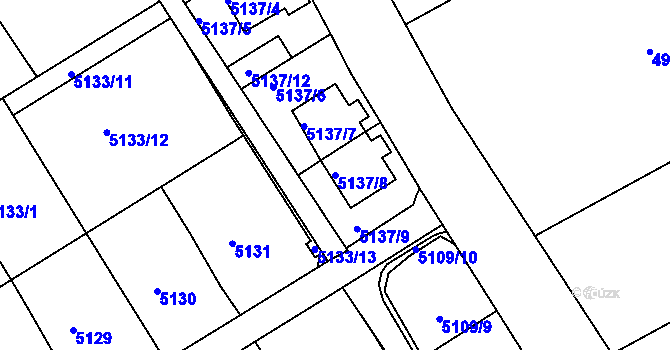 Parcela st. 5137/8 v KÚ Frýdek, Katastrální mapa