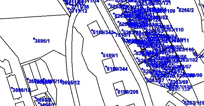Parcela st. 5189/1 v KÚ Frýdek, Katastrální mapa