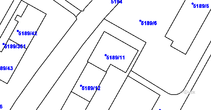 Parcela st. 5189/11 v KÚ Frýdek, Katastrální mapa