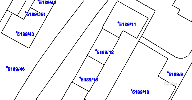 Parcela st. 5189/12 v KÚ Frýdek, Katastrální mapa