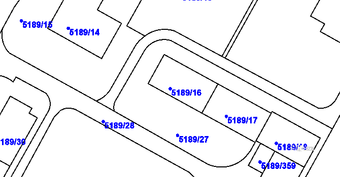 Parcela st. 5189/16 v KÚ Frýdek, Katastrální mapa