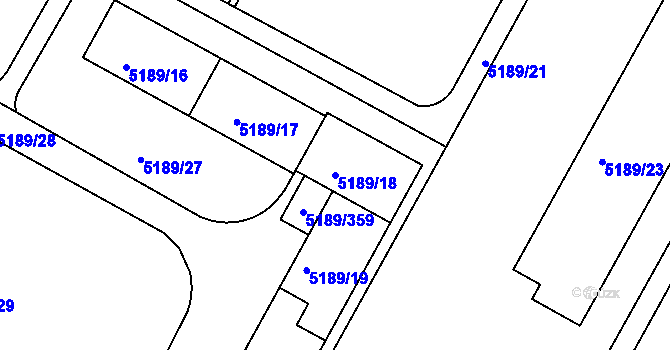 Parcela st. 5189/18 v KÚ Frýdek, Katastrální mapa