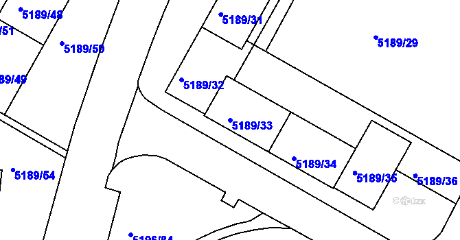 Parcela st. 5189/33 v KÚ Frýdek, Katastrální mapa